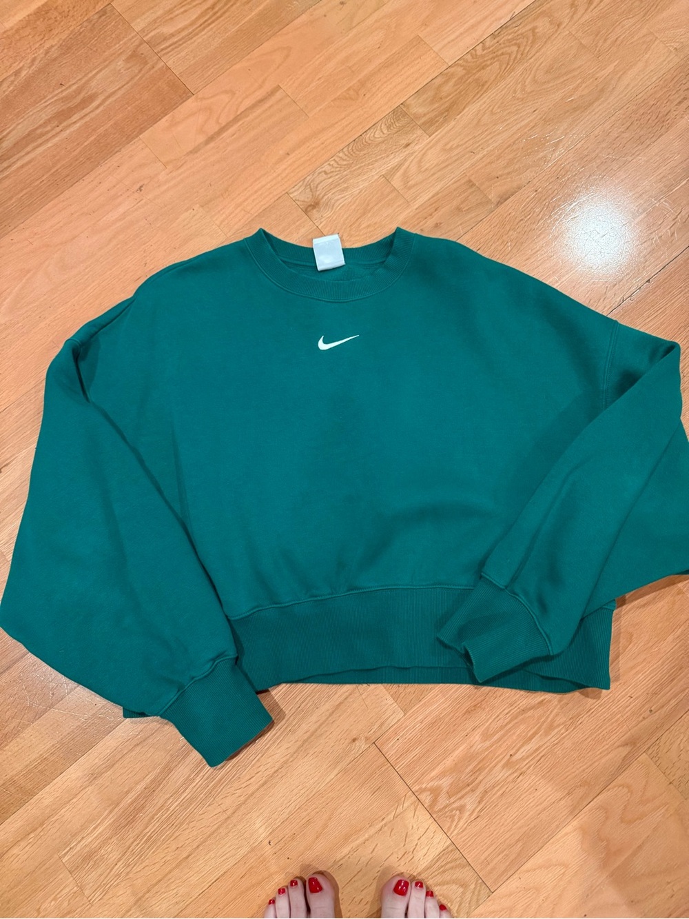 Nike Phoenix  Green Cropped Sweatshirt with White Swoosh